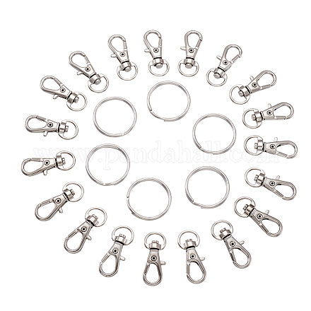 Alloy Swivel Lobster Claw Clasps, Swivel Snap Hook and Iron Split Key Rings, 5 Pieces