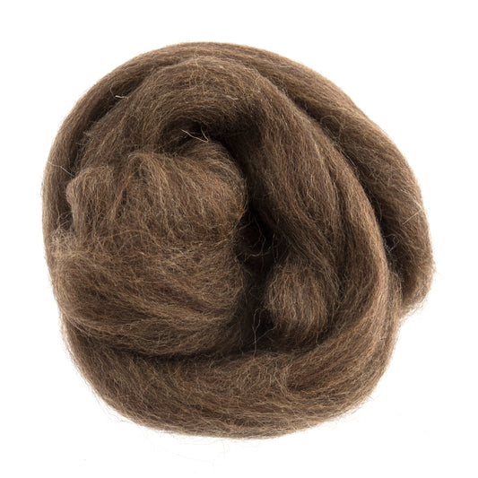 Natural Wool Roving: 10g: Melange Light Brown