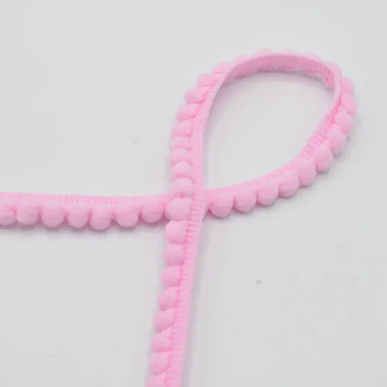 Pom Pom Ribbon - 6mm - Pink 1m
