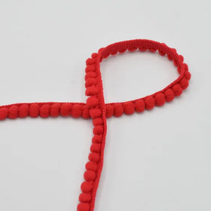 Pom Pom Ribbon - 6mm - Red 1m