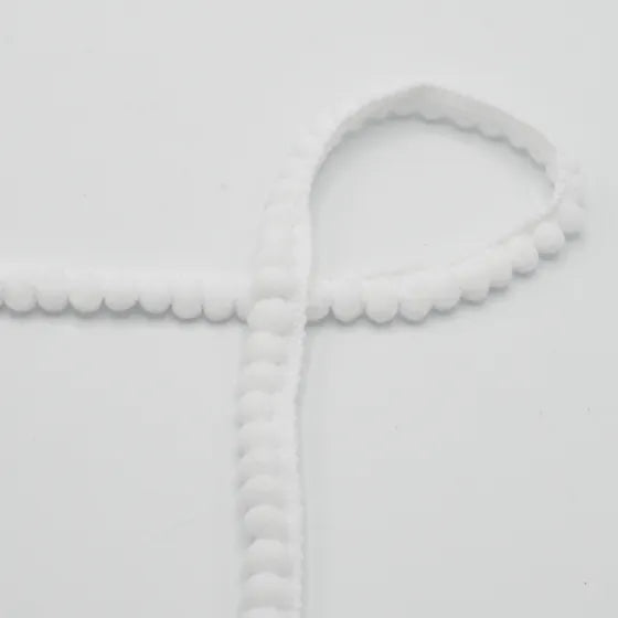Pom Pom Ribbon - 6mm - White 1m