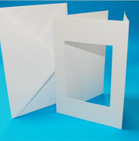 A5 White Tri-Fold Rectangle Aperture Cards & Envelops x 10