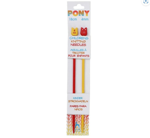 Pony Childrens Knitting Needles 18cm 4mm