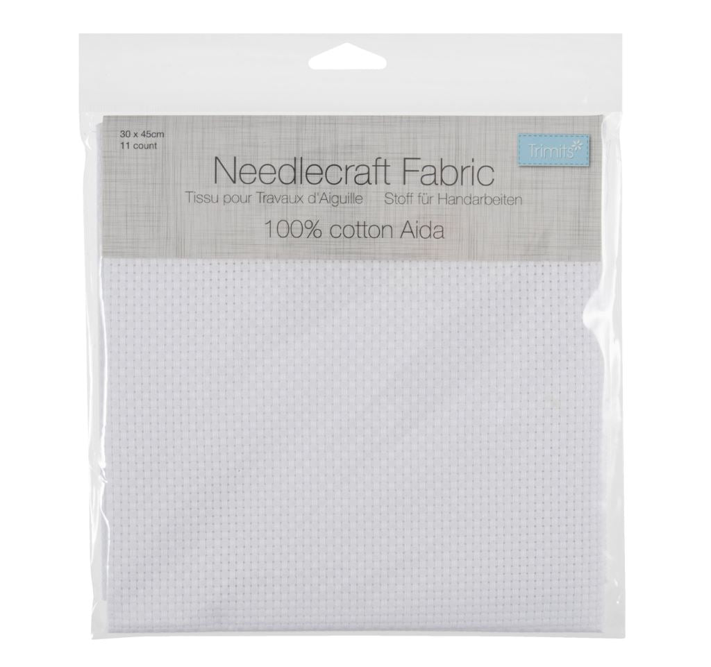 Trimits Needlecraft Fabric Aida 11 Count 45 x 30cm White