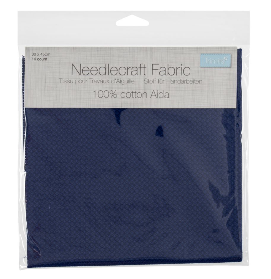 Trimits Needlecraft Fabric Aida 14 Count 45 x 30cm Navy