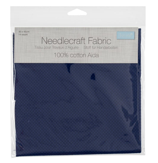 Trimits Needlecraft Fabric Aida 14 Count 45 x 30cm Navy