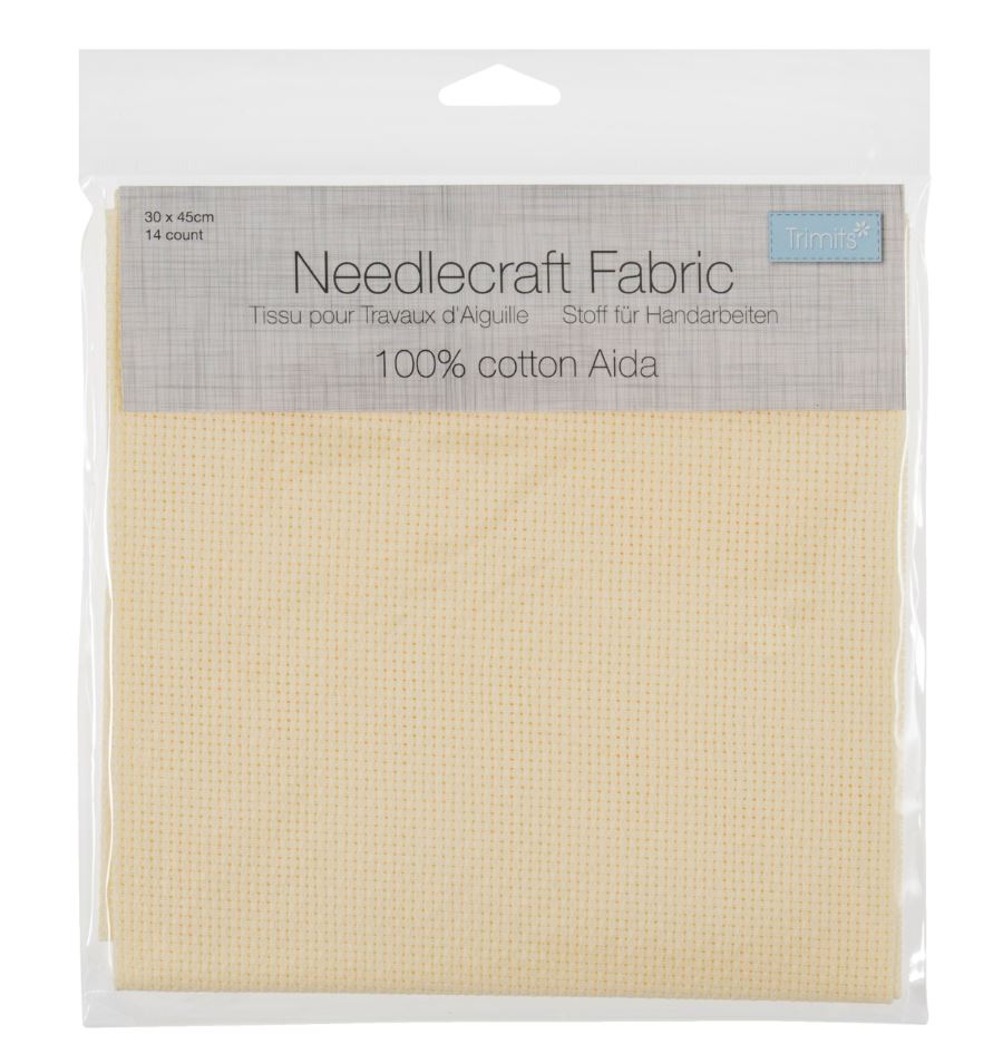 Trimits Needlecraft Fabric Aida 14 Count 45 x 30cm Cream