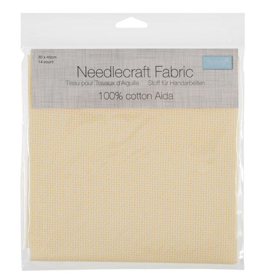 Trimits Needlecraft Fabric Aida 14 Count 45 x 30cm Cream