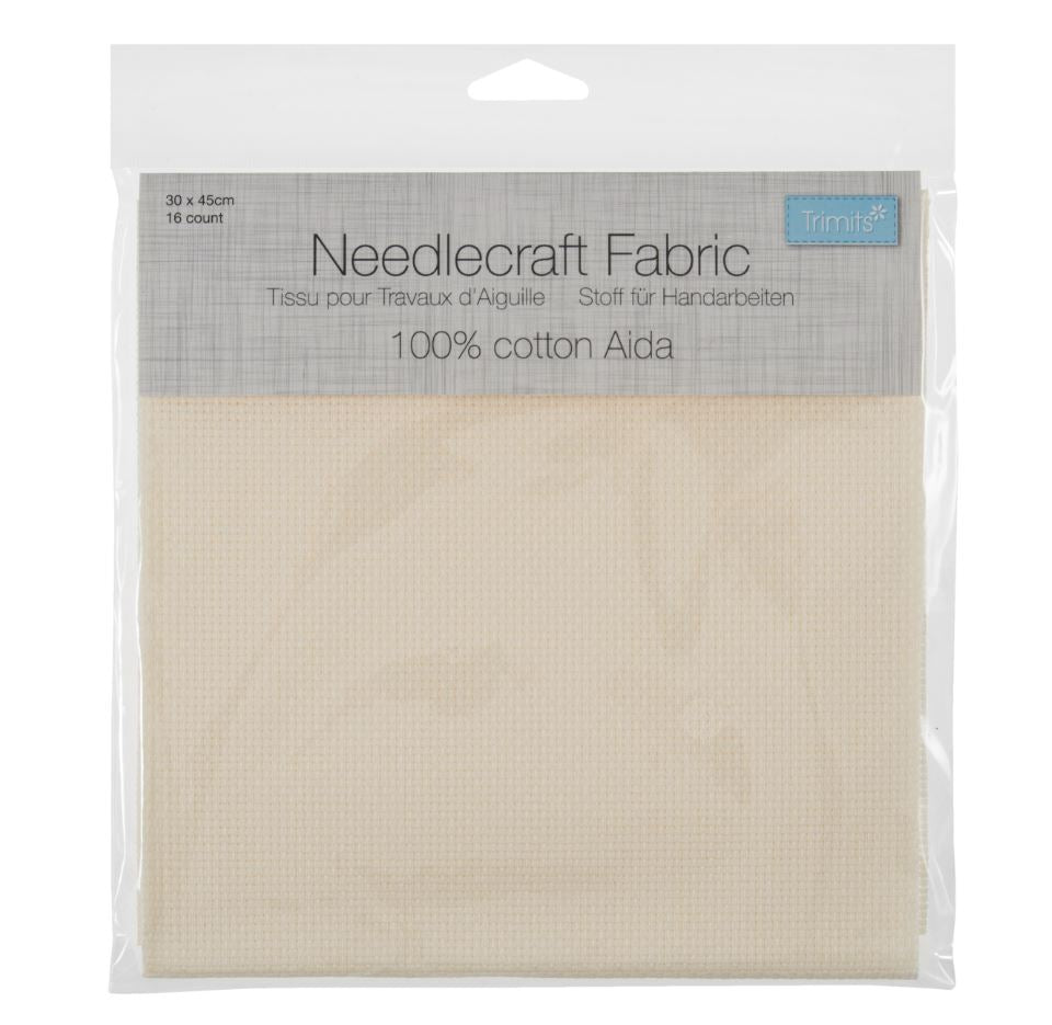 Trimits Needlecraft Fabric Aida 16 Count 45 x 30cm Cream