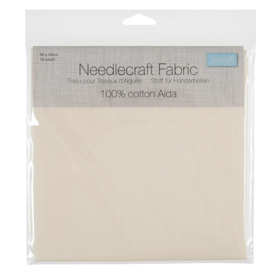 Trimits Needlecraft Fabric Aida 18 Count 45 x 30cm Cream