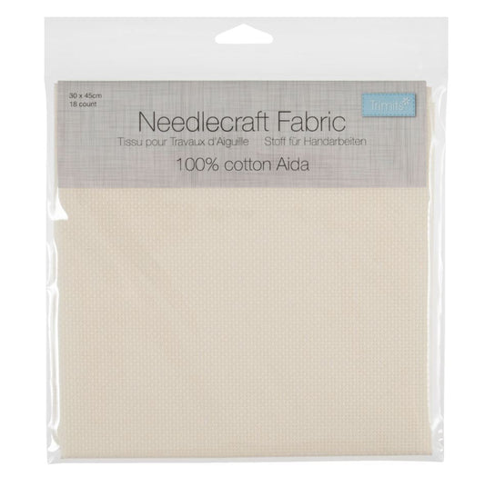 Trimits Needlecraft Fabric Aida 18 Count 45 x 30cm Cream