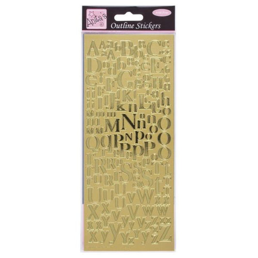 Anitas Outline Stickers Mixed Serif Alphabets Gold