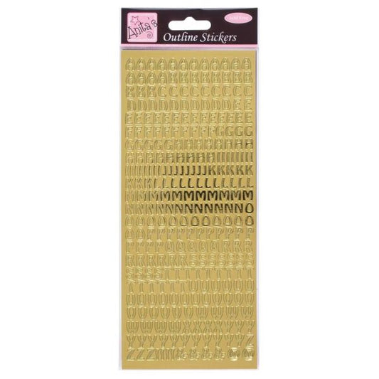 Anitas Outline Stickers Capital Letters Gold