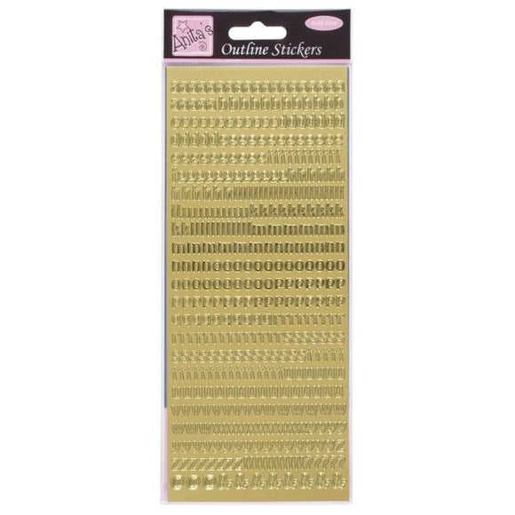 Anitas Outline Stickers Small Letters Gold