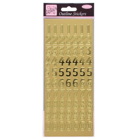 Anitas Outline Stickers Large Numbers Gold