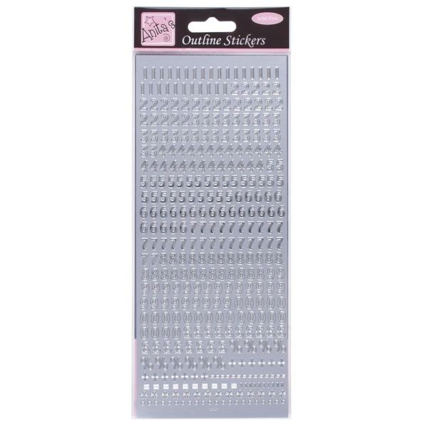 Anitas Outline Stickers Small Numbers Silver