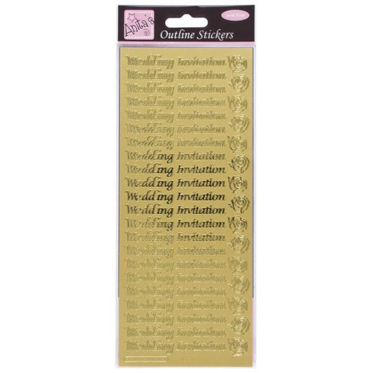 Anitas Outline Stickers Wedding Invitation Gold