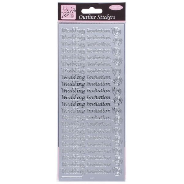 Anitas Outline Stickers Wedding Invitation Silver