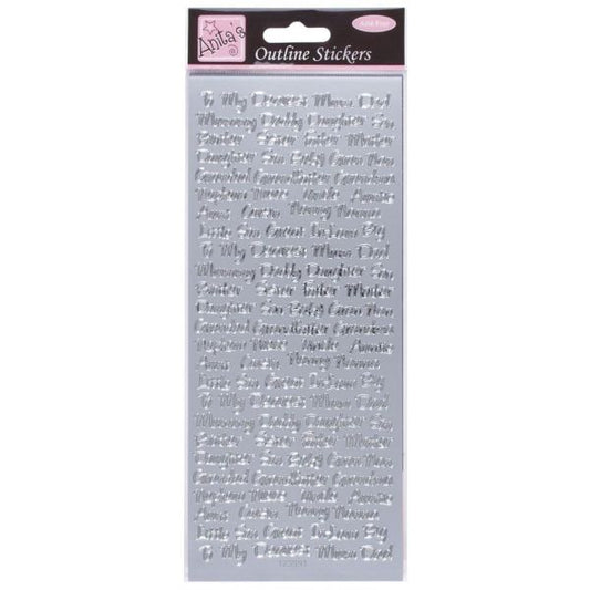 Outline Stickers Relative Messages Silver