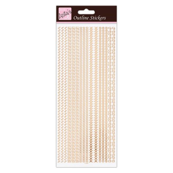 Anitas Outline Stickers Assorted Borders Rose Gold on White