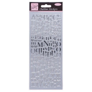 Anitas Outline Stickers Mixed Serif Alphabet Silver