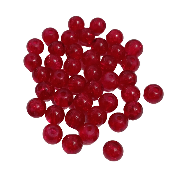 Value Beads - 6mm Glass Crackle- Red