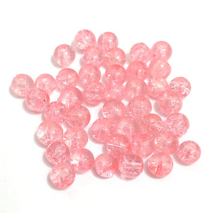 Value Beads - 6mm Glass Crackle- Lt Pink