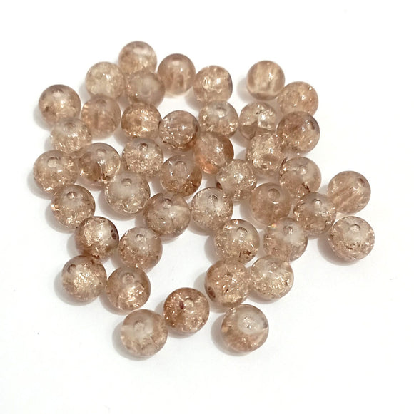 Value Beads - 6mm Glass Crackle- Light Brown