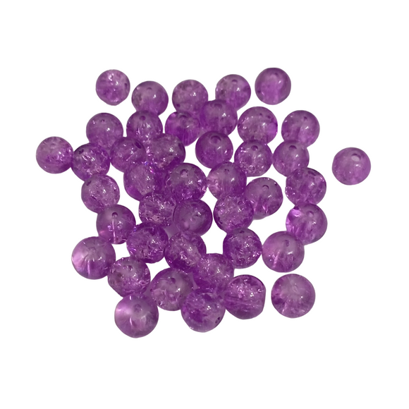 Value Beads - 6mm Glass Crackle- Lt Purple