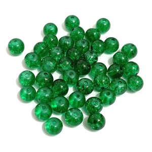 Value Beads - 6mm Glass Crackle- Green