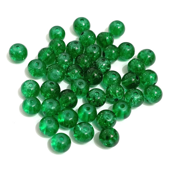 Value Beads - 6mm Glass Crackle- Green