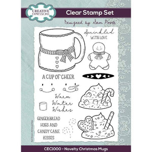 Sam Poole Novelty Christmas Mugs 6 in x 8 in Clear Stamp Set