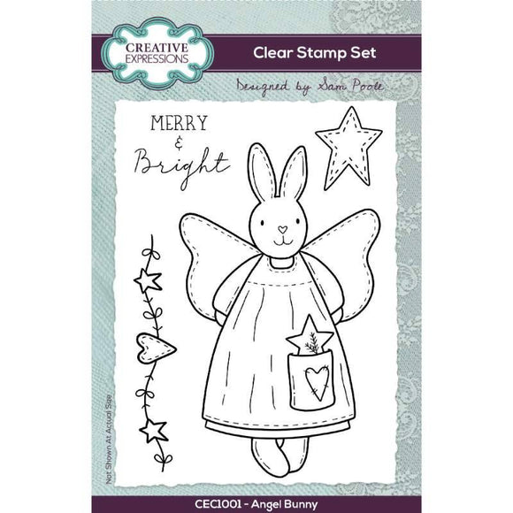 Sam Poole Angel Bunny 6 in x 4 in Clear Stamp Set