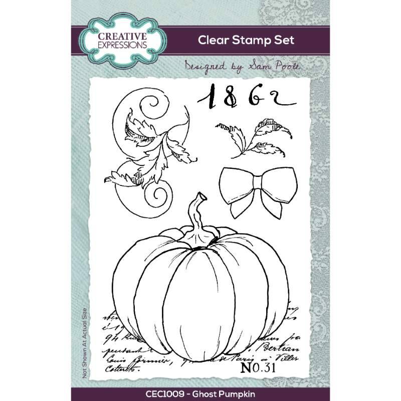 Creative Expressions Sam Poole Ghost Pumpkin A6 Clear Stamp Set