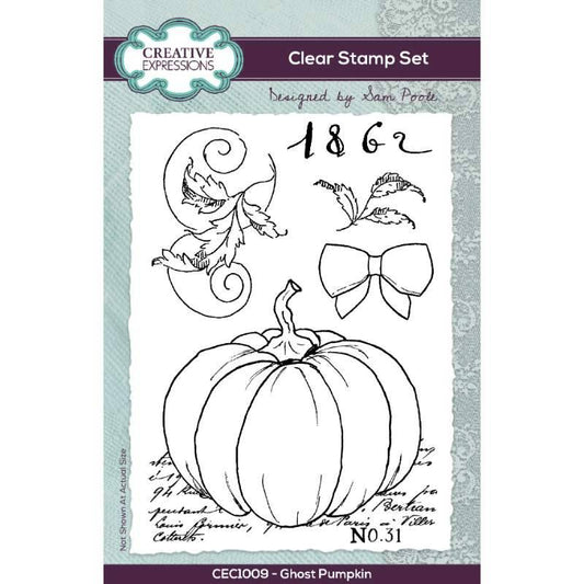 Creative Expressions Sam Poole Ghost Pumpkin A6 Clear Stamp Set