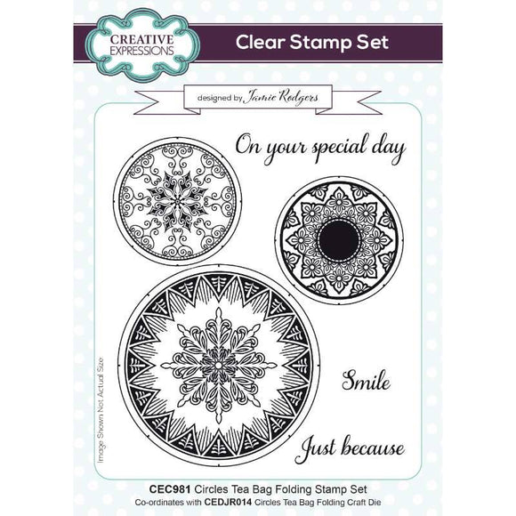 Creative Expressions Jamie Rodgers Circle Teabag 6 in x 8 in Stamp Set