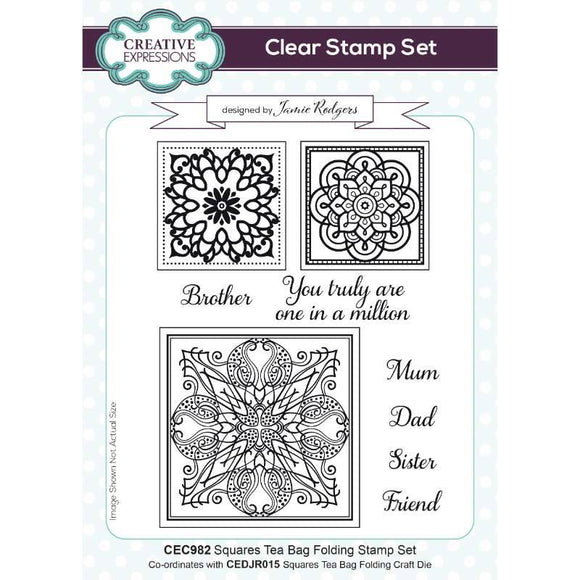 Creative Expressions Jamie Rodgers Square Teabag 6 in x 8 in Stamp Set