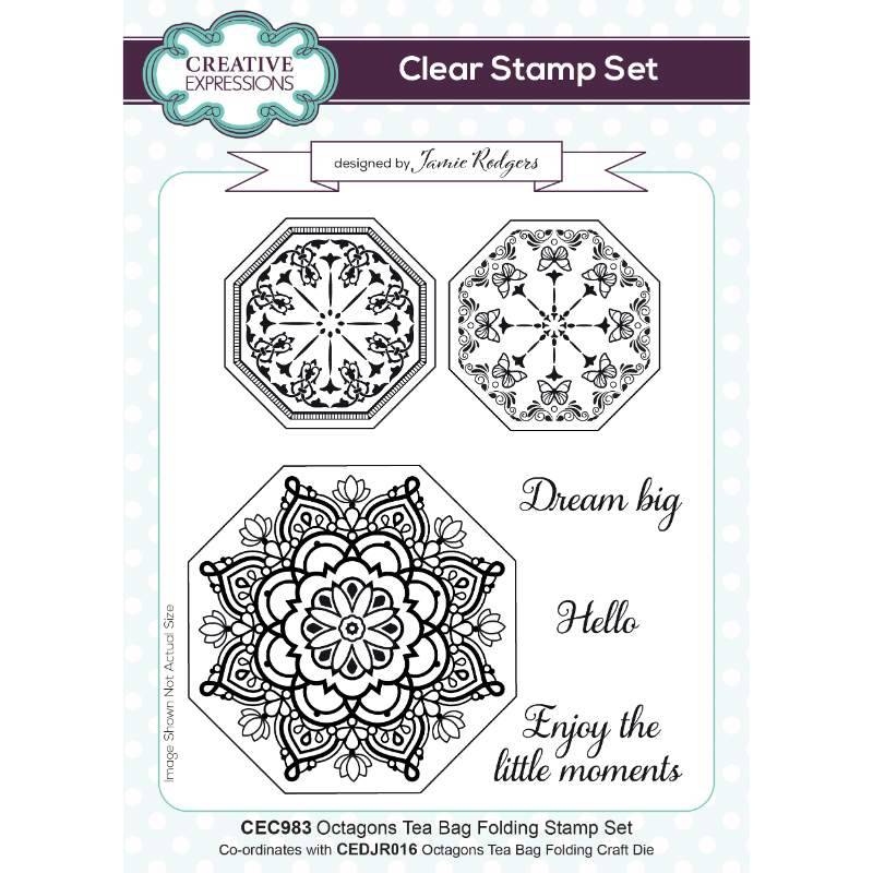 Creative Expressions Jamie Rodgers Octagon Teabag 6 in x 8 in Stamp Set