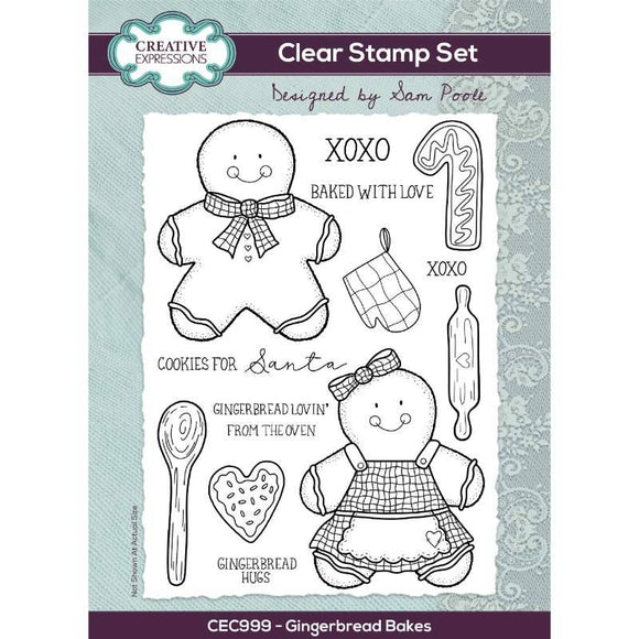 Sam Poole Gingerbread Bakes 6 in x 8 in Clear Stamp Set