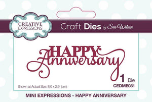 Creative Expressions Sue Wilson Mini Expressions Happy Anniversary Craft Die