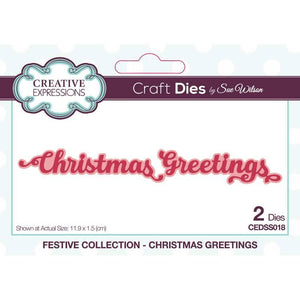 Sue Wilson Festive Shadowed Sentiments Christmas Greetings Craft Die