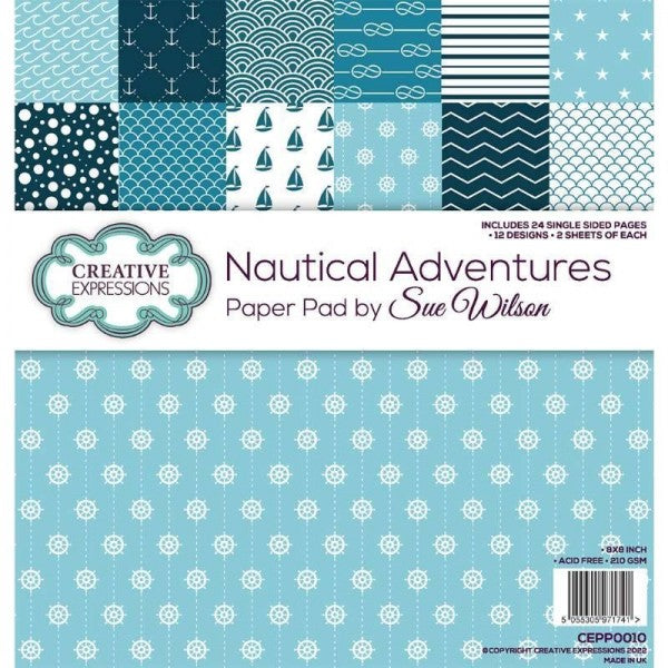 Sue Wilson Nautical Adventure 8 in x 8 in Paper Pad 210gsm