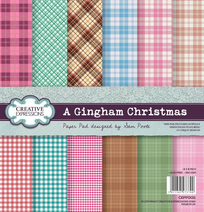 Sam Poole A Gingham Christmas 8 in x 8 in Paper Pad