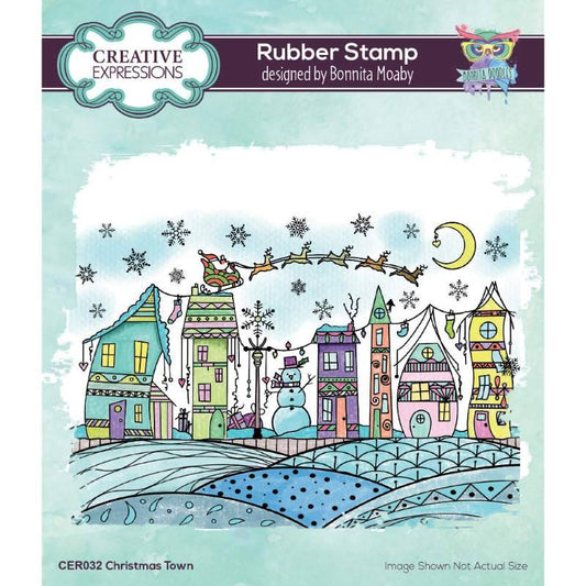 Bonnita Moaby Christmas Town 6 in x 4 in Rubber Stamp