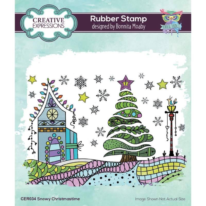 Bonnita Moaby Snowy Christmastime 6 in x 4 in Rubber Stamp