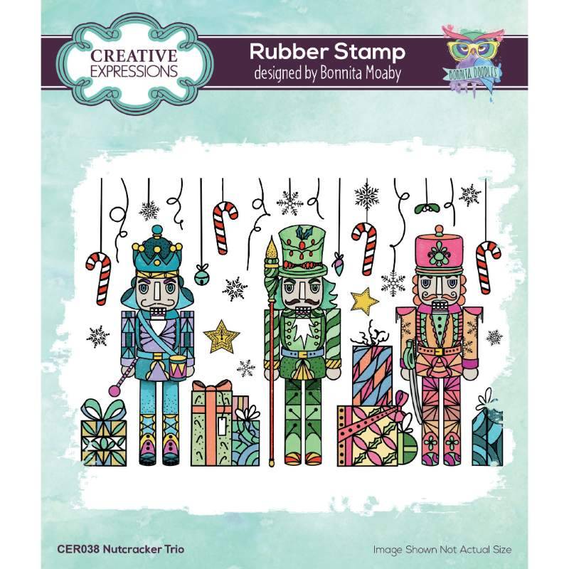 Bonnita Moaby Nutcracker Trio 5.9 in x 4 in Rubber Stamp