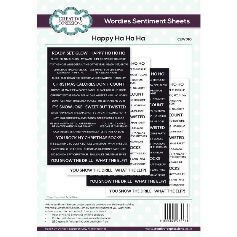 Wordies Sentiment Sheets Happy Ha Ha Ha Pk 4 6 in x 8 in