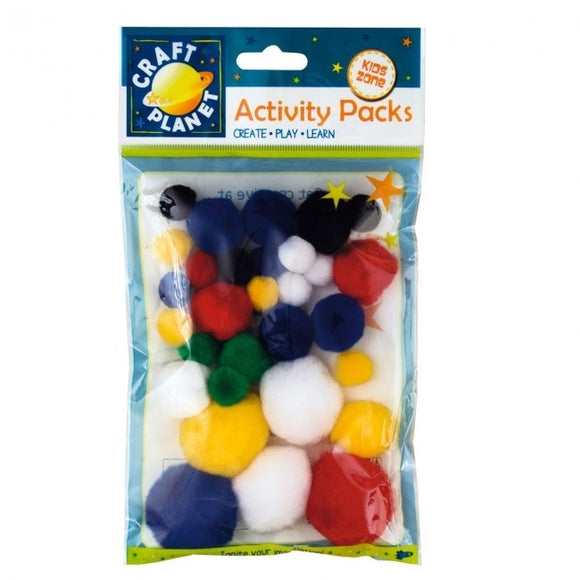 Craft Planet Pom Poms - Assorted Colours 30pk