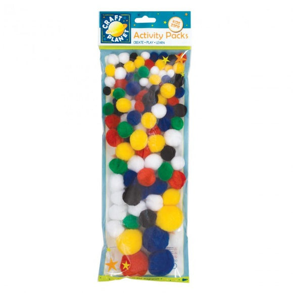 Craft Planet Pom Poms - Assorted Colours 100pk