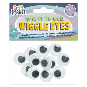 Craft Planet Wiggle Eyes Round - Glow In The Dark 12pcs